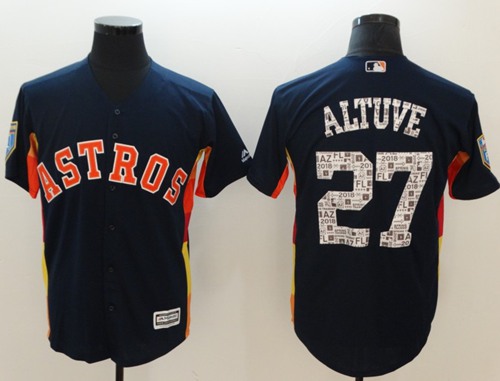 Astros #27 Jose Altuve Navy Blue 2018 Spring Training Cool Base Stitched MLB Jersey - Click Image to Close